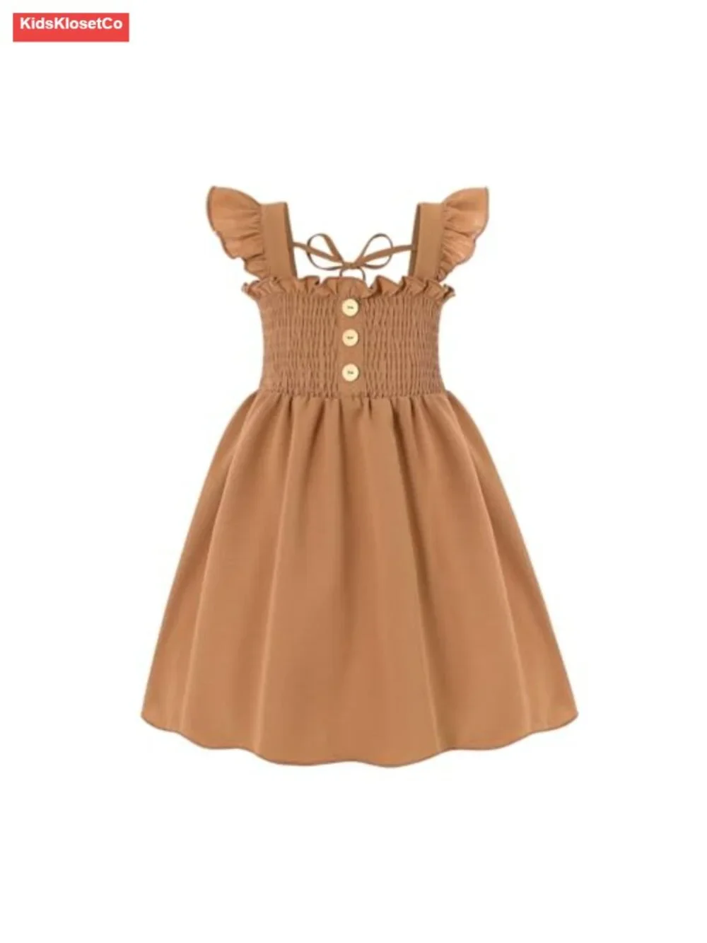 Toddler Ruffle Sleeveless Button Down A-line Sundress